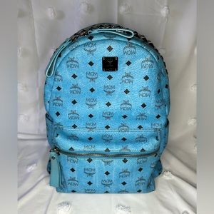 MCM Blue Studded Backpack
